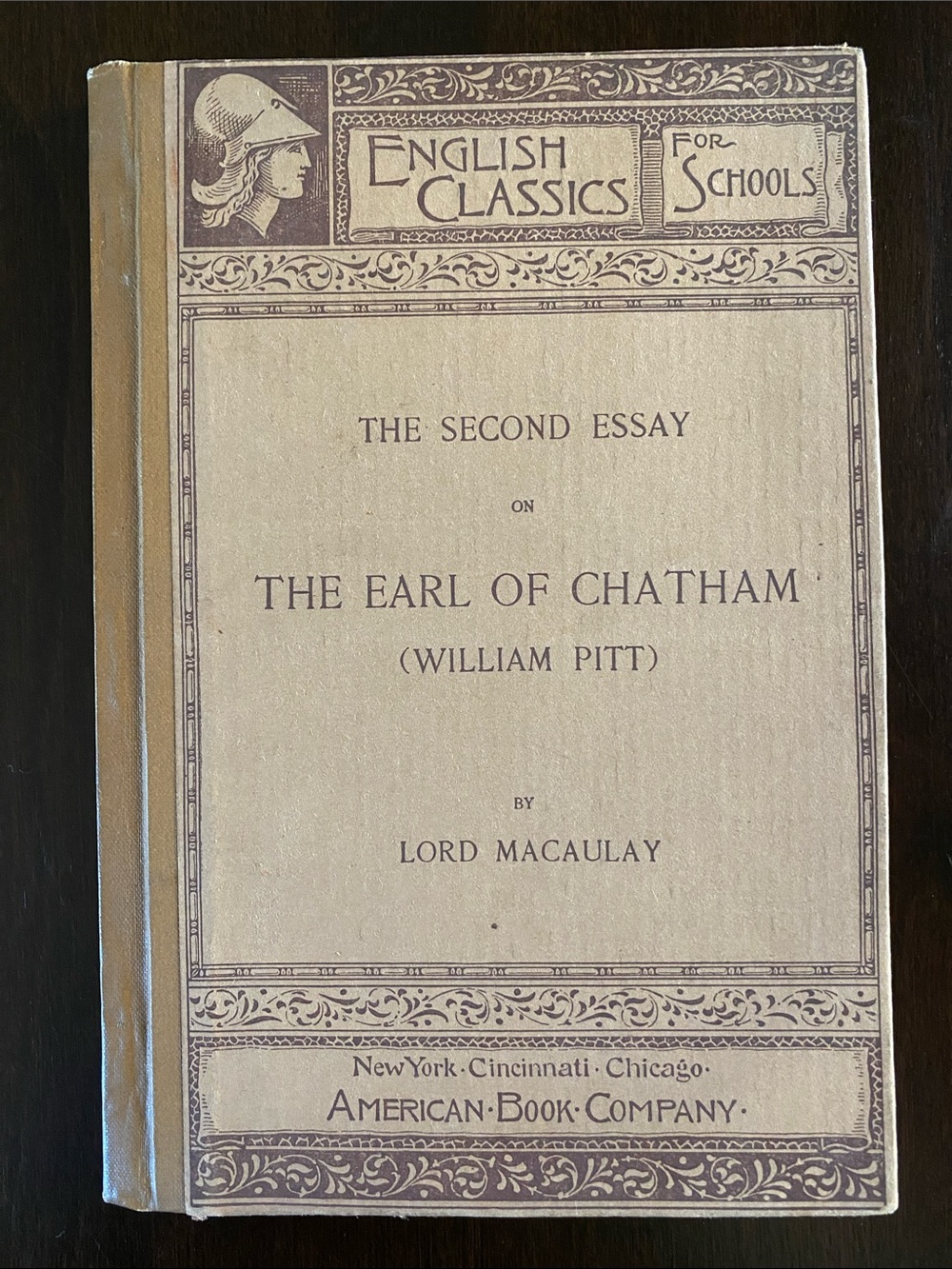 Antique 'The Second Essay on The Earl of Chatham' by Lord Macaulay from 1892